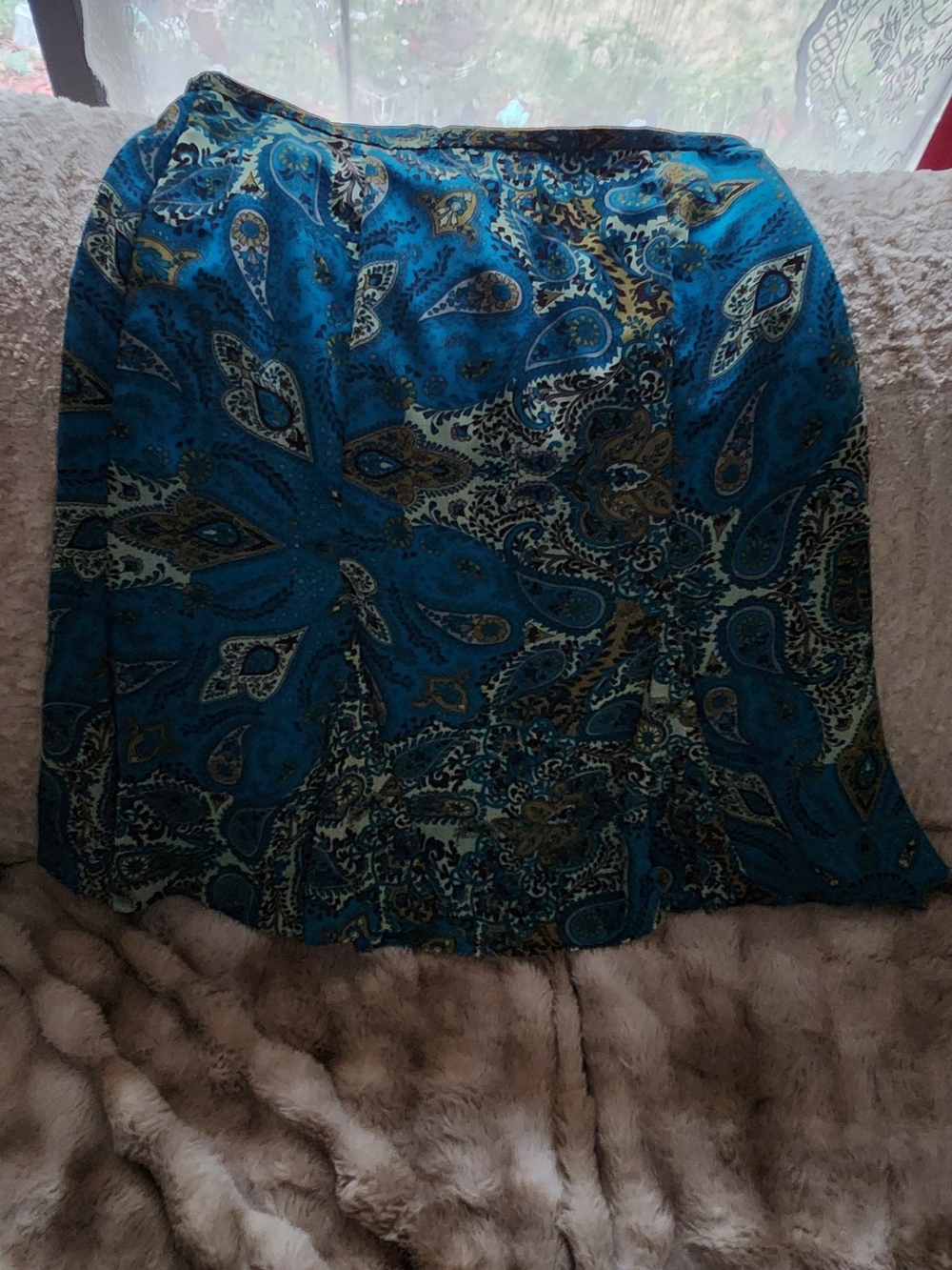 Blue Paisley A-Line Women's Skirt Size 14